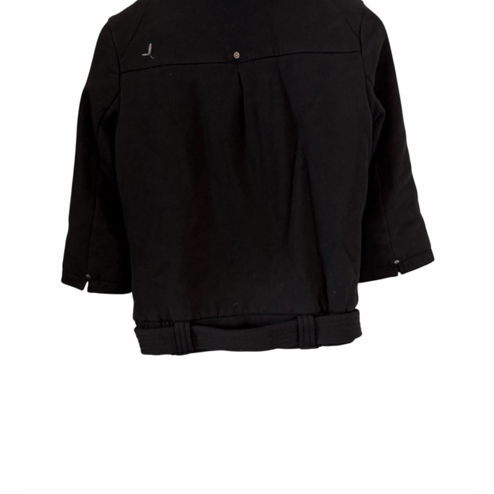 Aritzia Community Black Jacket Womens Small Belted Cropped Coat Organic Cotton S - Picture 6 of 11